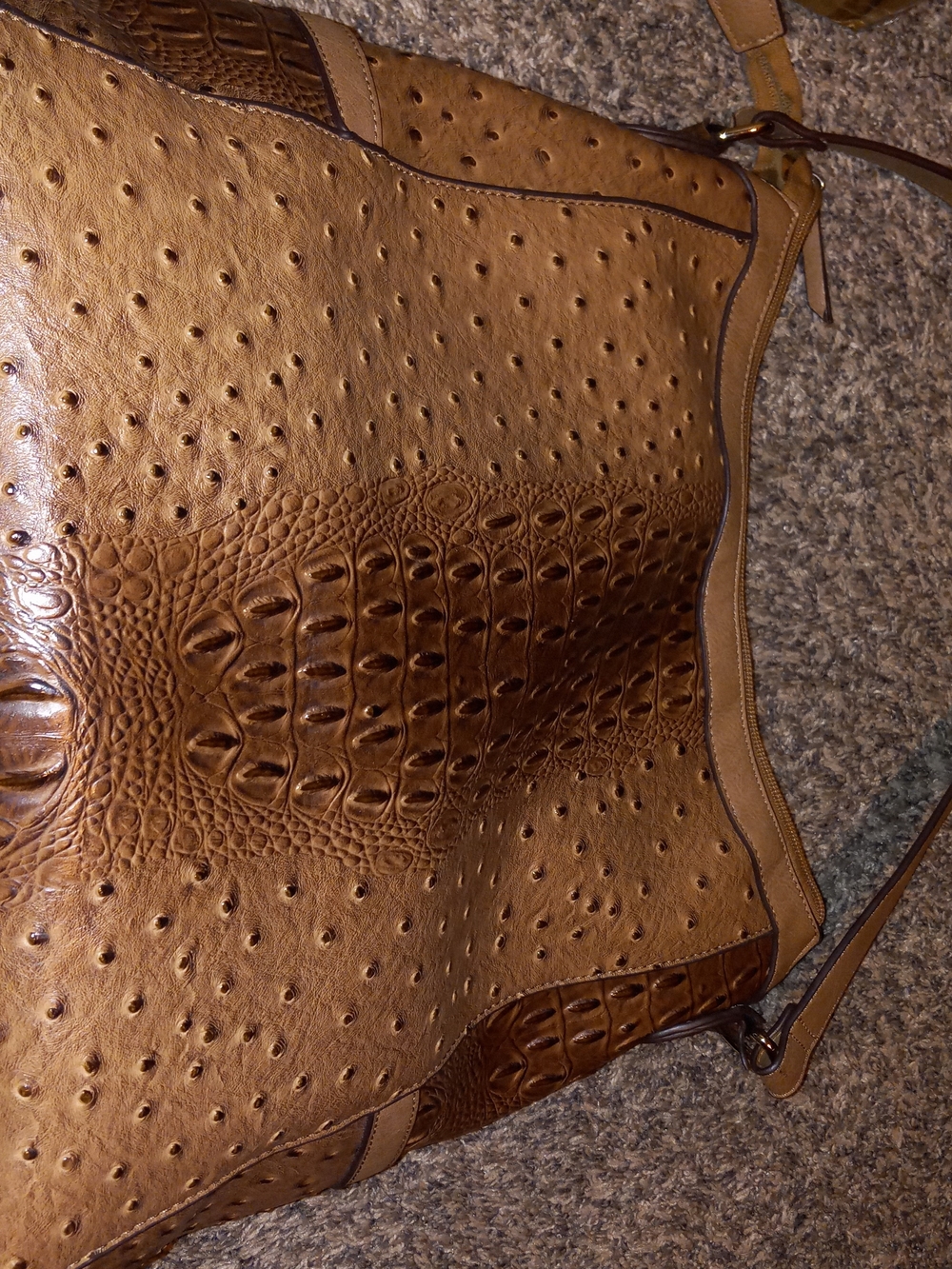 Cognac Croc-Embossed Tote Bag – Elegant Everyday Carry